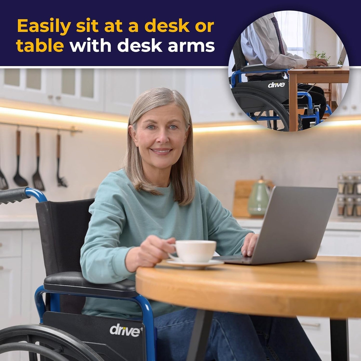Blue Streak Wheelchair with Flip Back Desk Arms, Swing Away