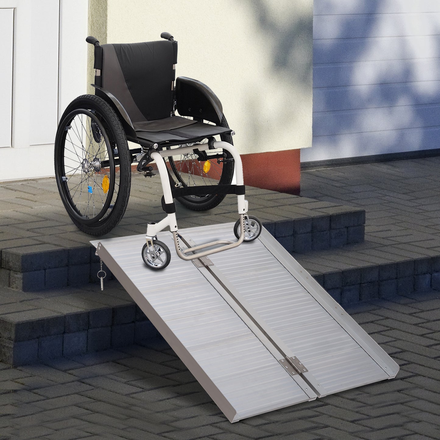 HOMCOM 3ft Wheelchair Ramp Foldable Portable Scooter Mobility Easy